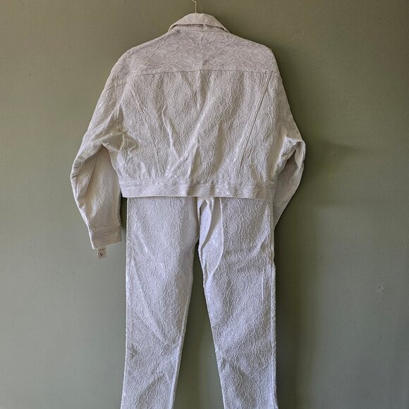 Vintage Guess By Marciano Set, Crop Jacket Jeans With Lace Embroidered Size M 31 - Picture 7 of 9